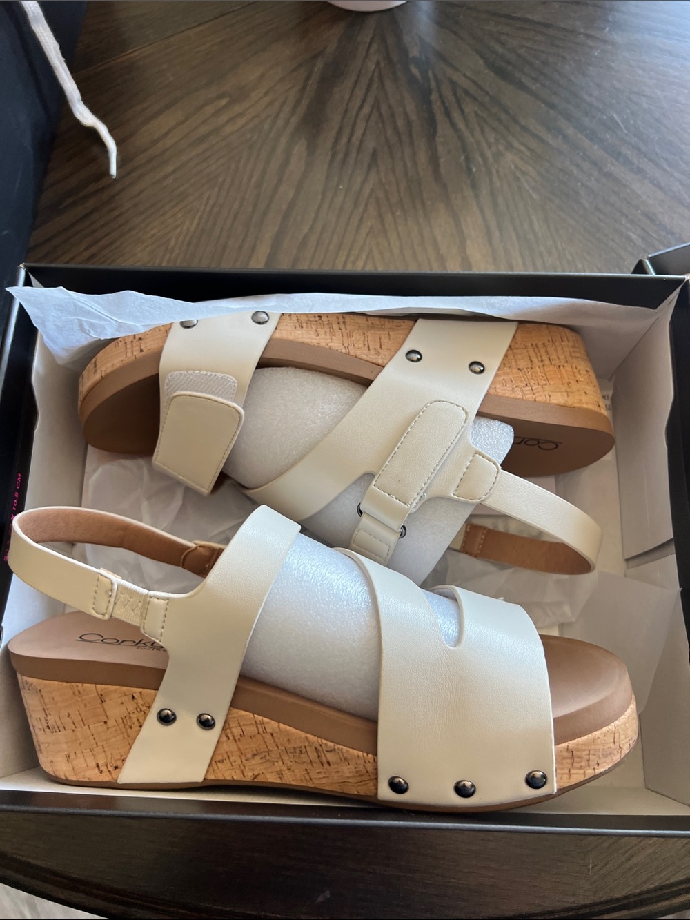Corkys Cream Slingback Cork Wedge Sandals - Picture 4 of 5